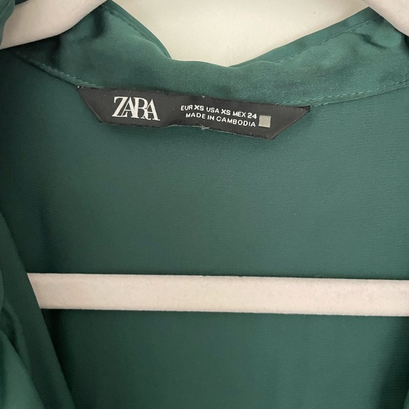 Dark Green Satin Zara Button Down - Picture 2 of 2